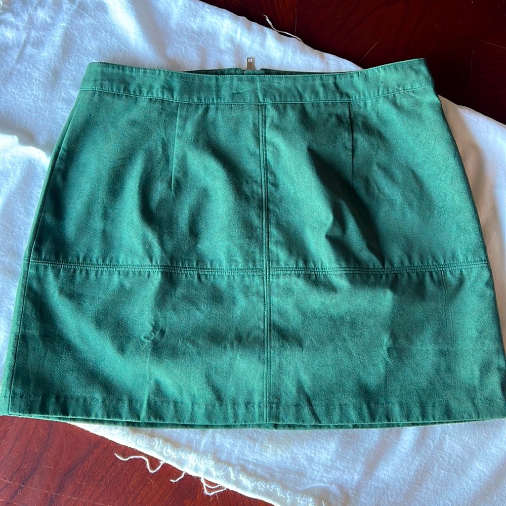 Green Faux Suede Mini Skirt